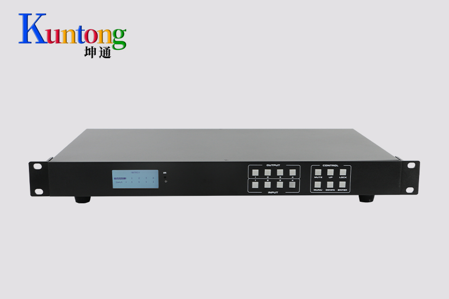 Kuntong坤通KTM-HDMI-0404-4K60无缝固化矩阵——4进4出4K60，小型会议室信号切换神器